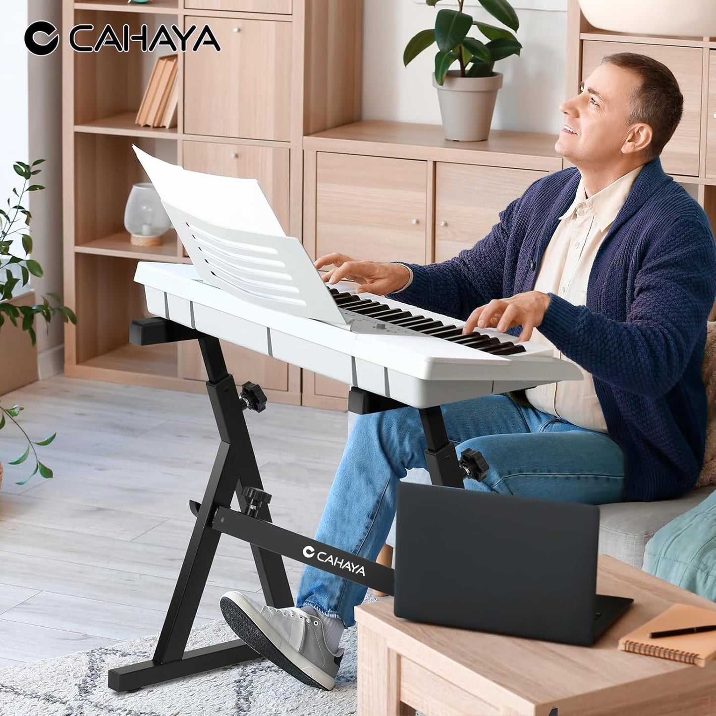 CAHAYA Heavy-Duty Musical Keyboard Support: Electronic Keyboard Stand Z Shape with Adjustable Height for Digital Piano of 61 76 88 Keys CY00366-1
