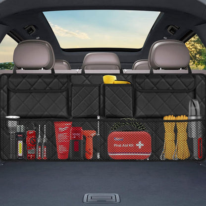 Femuar Car Trunk Organizer, Large Capacity Backseat Trunk Organizer (42"*18"), Collapsible Car Storage Bag with 8 Pockets, SUV/MPV/Truck - Black