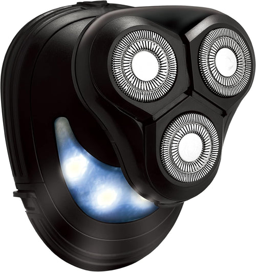 Groom Essentials 3D Rotary Face and Head Shaver for Men, LED Light, Battery-Operated Compact, Cordless Electric Shavers for Men, 3 Floating Heads - Electric Razor, Mens Shaver with Ergonomic Handle