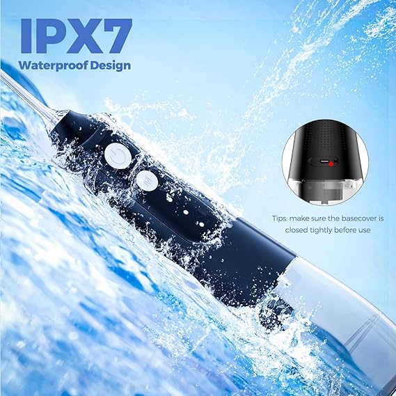 Water Dental Flosser Pick: 350ML Portable Cordless Oral Irrigator with 3 Modes Rechargeable Irrigation Cleaner for Teeth Deep Cleaning, IPX7 Waterproof Electric Flossing Machine for Home, Travel-Black