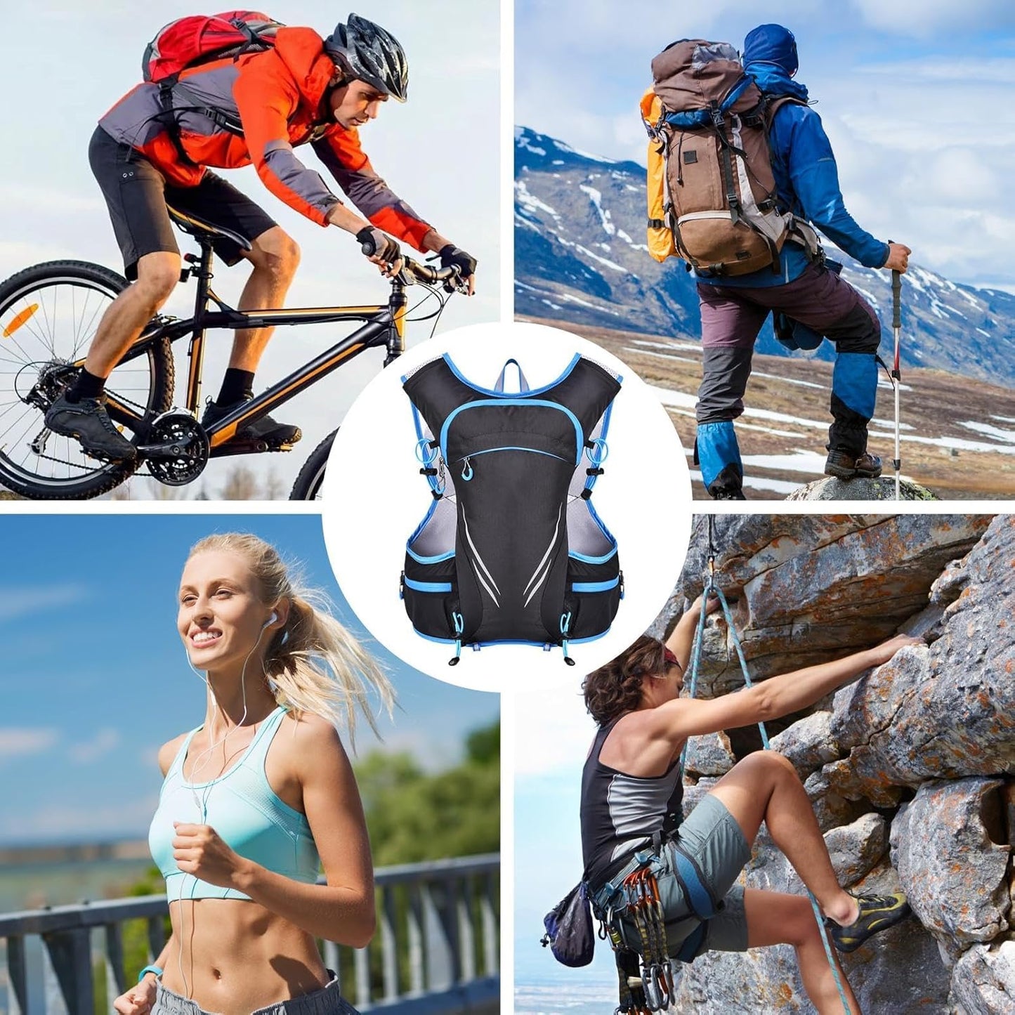 Sports Trail Backpack, Men's Chest Bag, Outdoor Workout Gear, Large Capacity Vest Reflective Safety Bag Hiking Trail Vest Workout Chest Pack Men's Sports Gear Trail Running Backpack, blue, Please