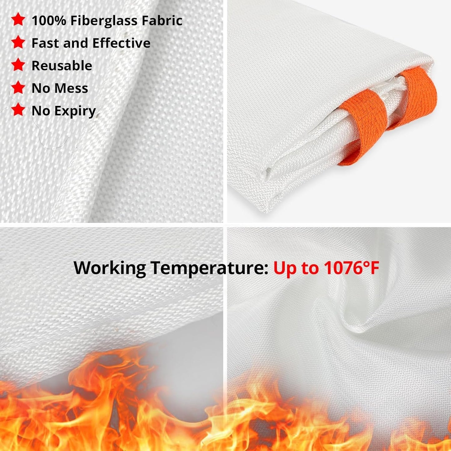SecuCaptain Emergency Fire Blanket for Home and Kitchen - 4 Pack 40"x40" Flame Suppression Fiberglass Fire Blankets for House Camping Car Office Warehouse Emergency Survival Safety
