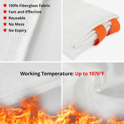 SecuCaptain Emergency Fire Blanket for Home and Kitchen - 4 Pack 40"x40" Flame Suppression Fiberglass Fire Blankets for House Camping Car Office Warehouse Emergency Survival Safety