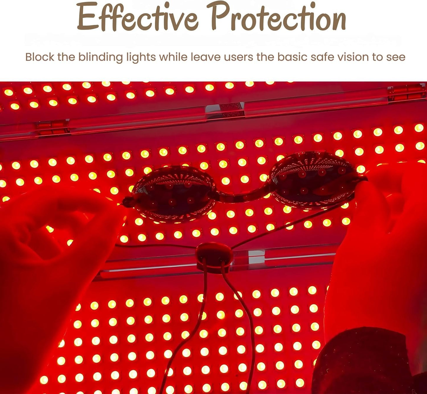 Protective Goggles for Red Light Therapy Pack of 2, Safety Glasses for Tanning Use, Eye Protection for Light Therapy without Blocking Light, Safe Transparent See-Through Material, Storage Box Included