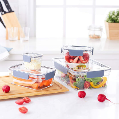 Amazon Basics Tritan 22 Piece (11 Containers and 11 Lids) Locking Food Storage Container Set - Clear