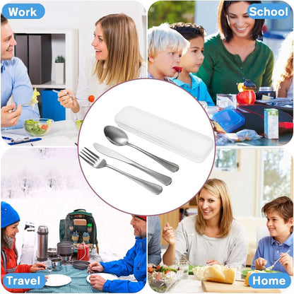 Nicunom 8 Pack Portable Utensils Set with Case, Premium Stainless Steel Travel Silverware Set Reusable Flatware Set Travel cutlerys Fork Spoon Knife for Camping, Lunch, Picnic, School, Workplace