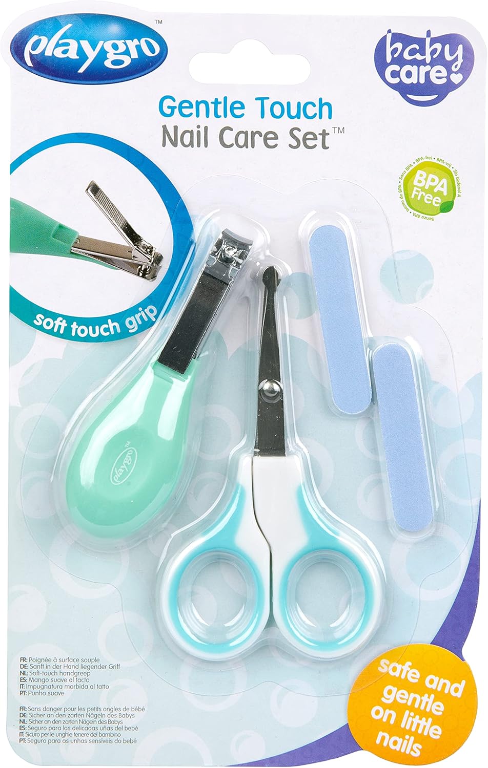 Playgro Gentle Touch Nail Care Set, Mint, Small, 4 Count