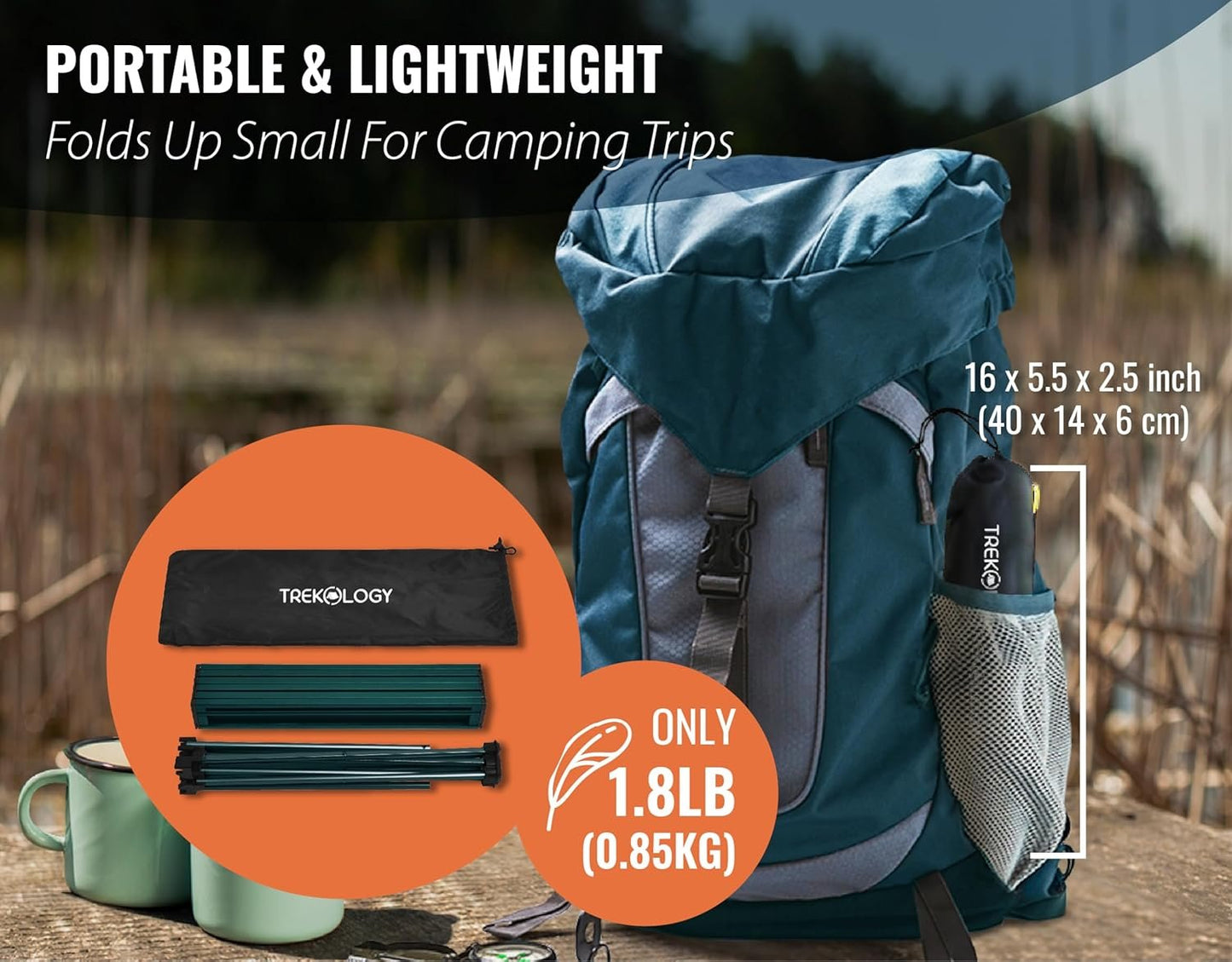 TREKOLOGY Portable Camping Table â€“ Lightweight Aluminium Folding Table with Carry Bag for Outdoor, Picnic, Beach, Hiking, BBQ, and Travel â€“ Compact & Sturdy Design