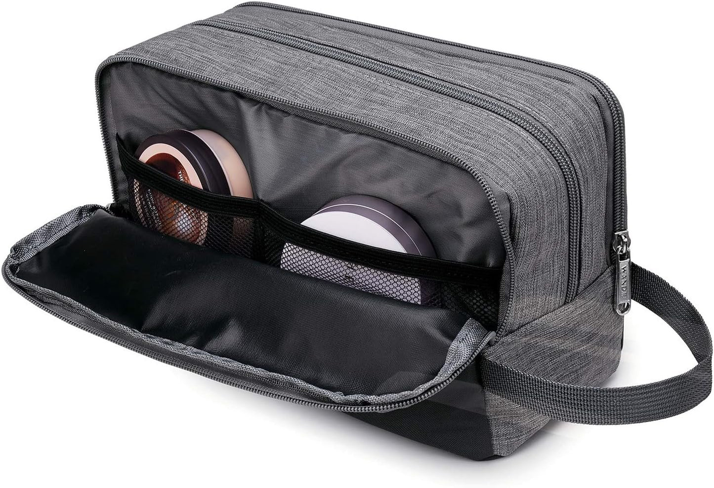 Toiletry Bag Small Nylon Dopp Kit Lightweight Shaving Bag for Men and Women (Cationic Grey)