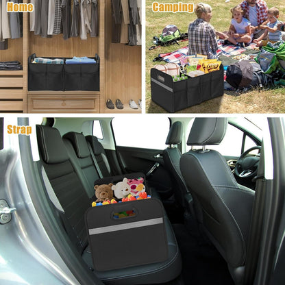 ITHWIU Car Trunk Organizer Collapsible Multi Compartment Car Organizer, Foldable SUV Storage for Vehicle, Truck, Auto, Non-Slip Bottom