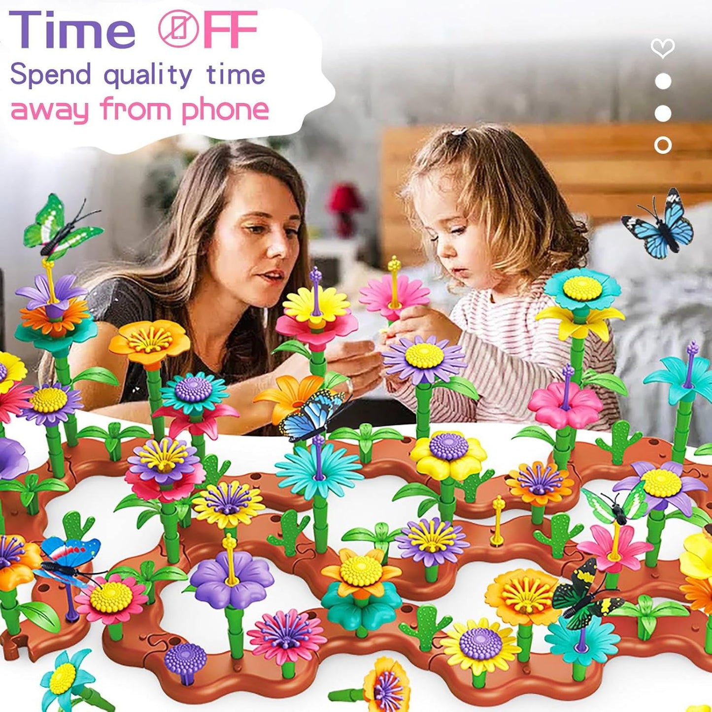 322 Pcs Flower Garden Building Toys for Kids, Build A Flower Garden Toy Sets - Educational Stem Preschool Construction Creative Play Toys for Girls Age 3, 4, 5, 6, 7, 8, Ideal Christmas Birthday Gift