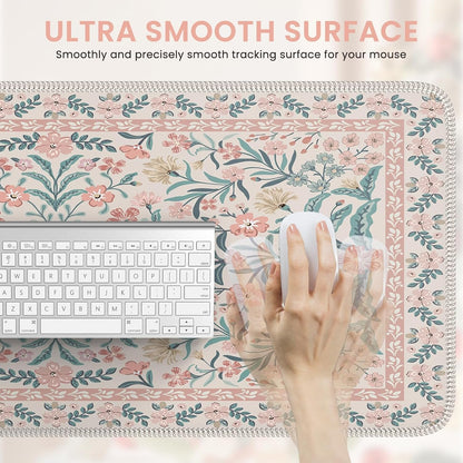 iCasso Desk Matt for Desktop, Black Desk Mat, Cute Desk Pad Mat, XXL Large Mouse Pad for Desk, Anti-Slip Big Mousepad with Stitched Edges, Keyboard Pad Mouse Mat for Computer (Pink)