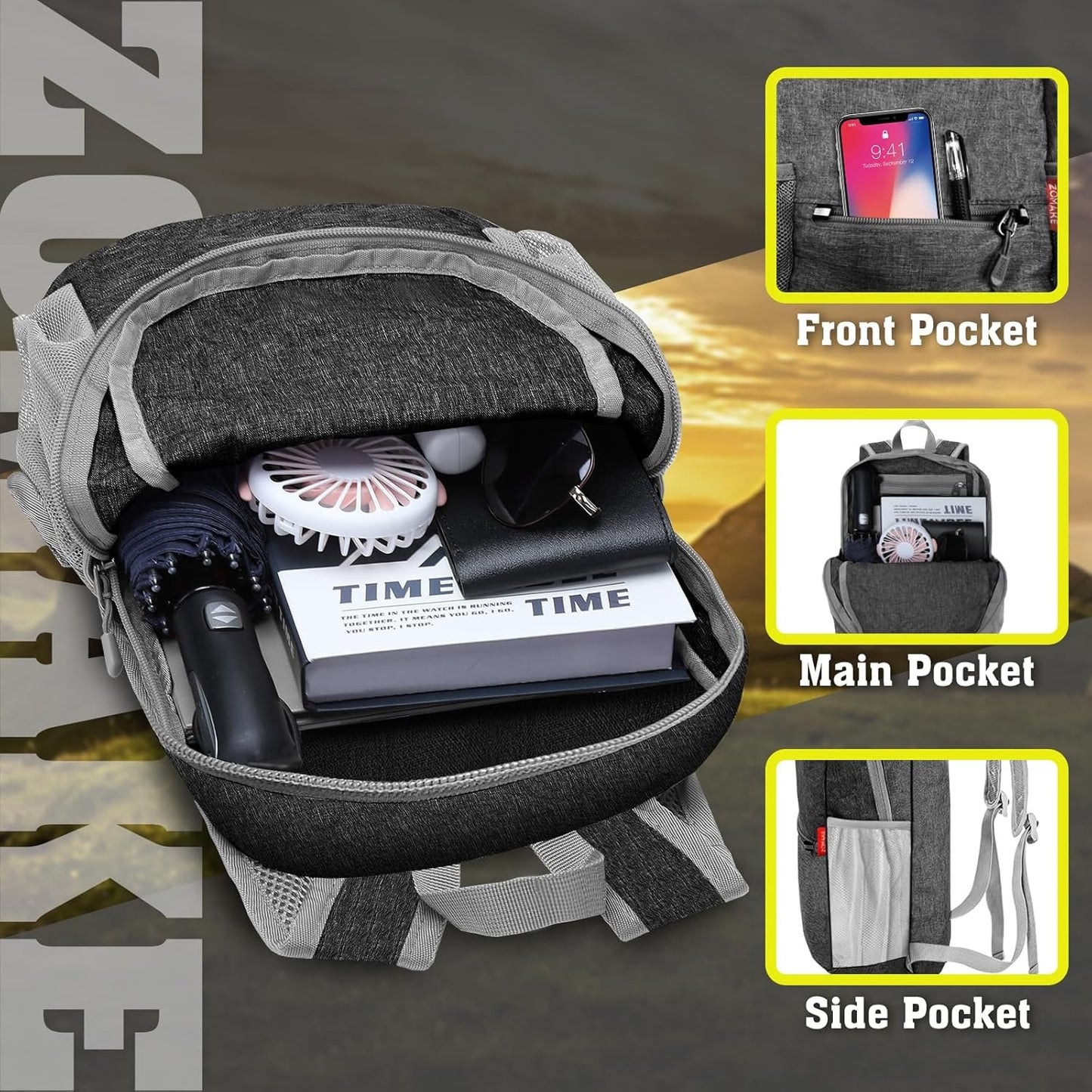 ZOMAKE 10L Travel Backpack - Lightweight Folding Backpacks, Small Hiking Daypack for Camping Outdoor Walking Cycling Holiday
