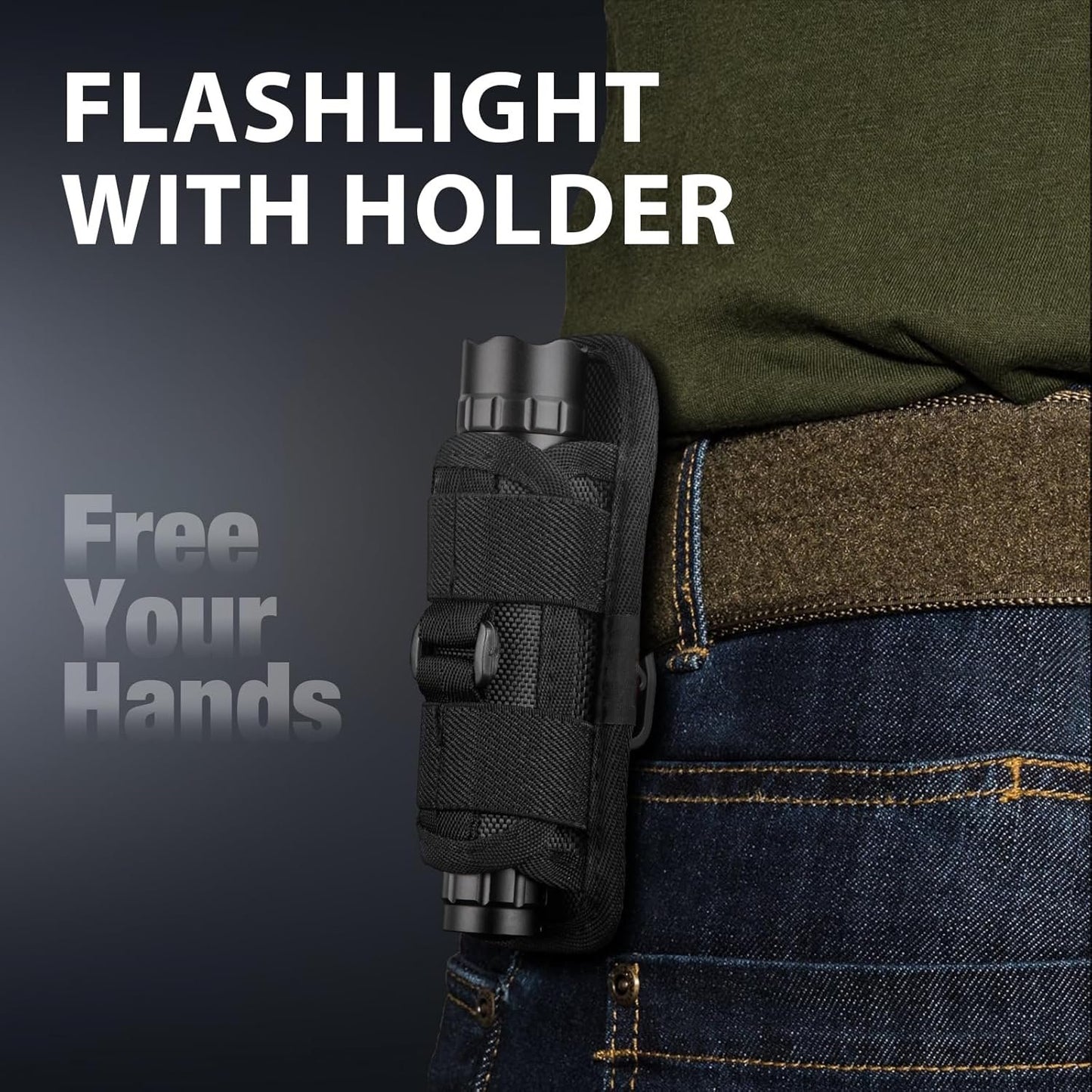 FandyFire 1000 Lumen Rechargeable Duty Belt Flashlight with Holster, 3 Modes for Police Security & Law Enforcement Gear 501BX