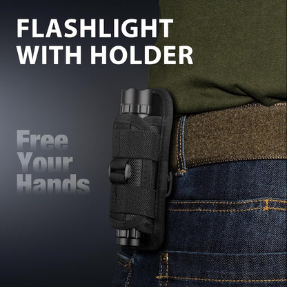 FandyFire 1000 Lumen Rechargeable Duty Belt Flashlight with Holster, 3 Modes for Police Security & Law Enforcement Gear 501BX