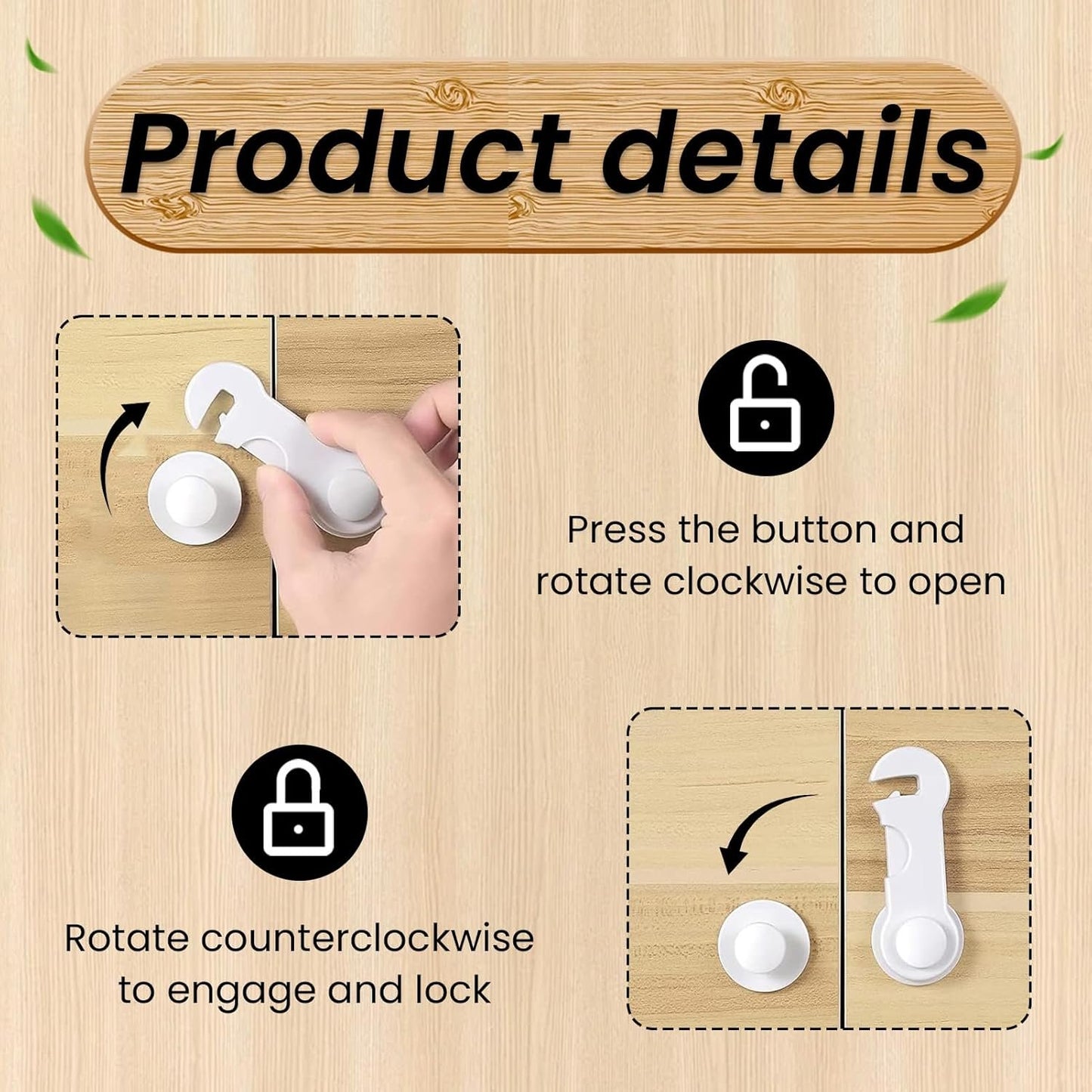 10Pcs Child Safety Locks for Kitchen Cupboards,Baby Proof Cupboard Cabinet Lock with Strong Removable Adhesive No Tools and Drilling Required,Baby Proofing Cabinet And Drawer Locks For Cabinets Doors,Pantry,Wardrobe