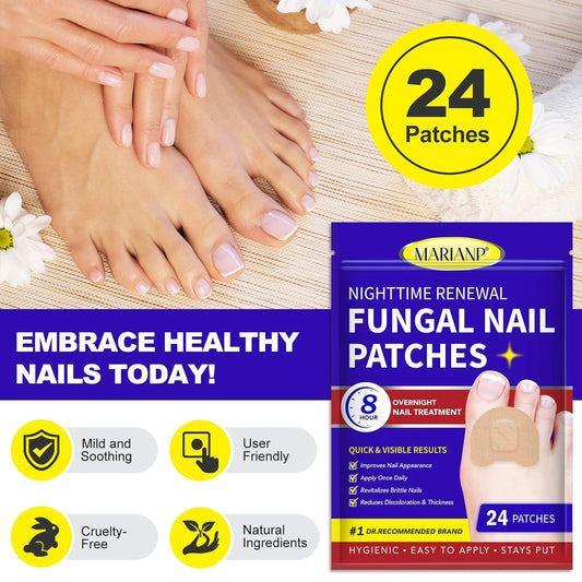 Toenail Treatment Extra Strength - 24 Pcs Nighttime Nail Patches, Overnight Toe Nail Treatments for Damaged Nails Foot Nails Repair and Care