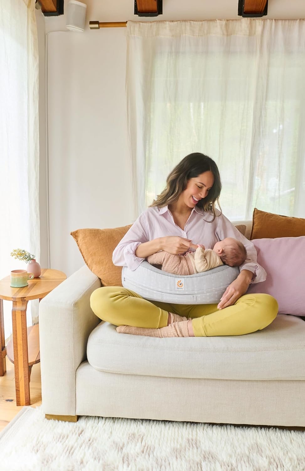 Ergobaby Natural Curve Nursing Pillow with Strap, Grey
