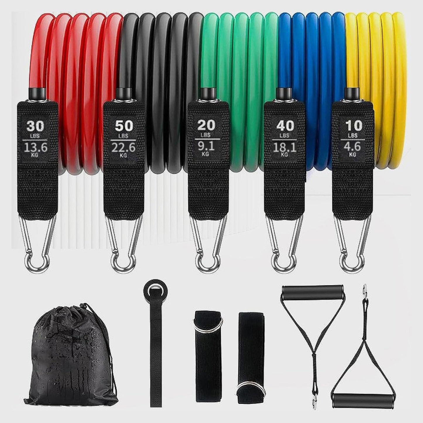 11-Piece Resistance Band Set with Handles & Door Anchor – TPE Fitness Ropes for Full-Body Workout – Includes Foot Straps, Storage Bag & Accessories – Home Gym Strength Training