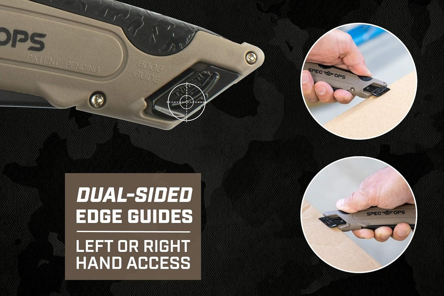 Spec Ops Tools Safety Knife Box Cutter, Includes Holster & Lanyard, 3% Donated to Veterans, Black/tan