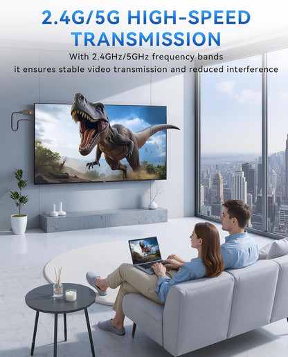 Wireless HDMI Display Dongle Adapter, Portable Transmitter, Streaming Media Video/Audio/File HDMI from Smartphone,Laptop to HDTV/Monitor/Projector, Support Airplay Miracast