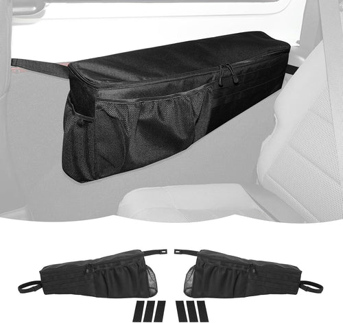 RT-TCZ Rear Trunk Organizer Storage Bag, Wheel Well Side Storage Pocket Interior Accessories for 2007-2017 Jeep Wrangler JK 2 Door, 2 PCS
