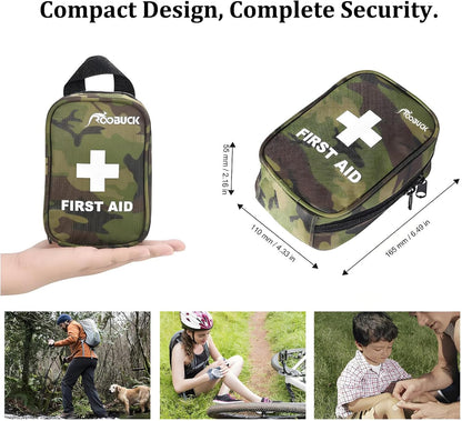 First Aid Kit for Hiking, Backpacking, Camping, Travel, Car & Cycling, with Waterproof Laminate Bags, Protect Your Supplies! Be Prepared for All Outdoor Adventures or at Home & Work (Camouflage)