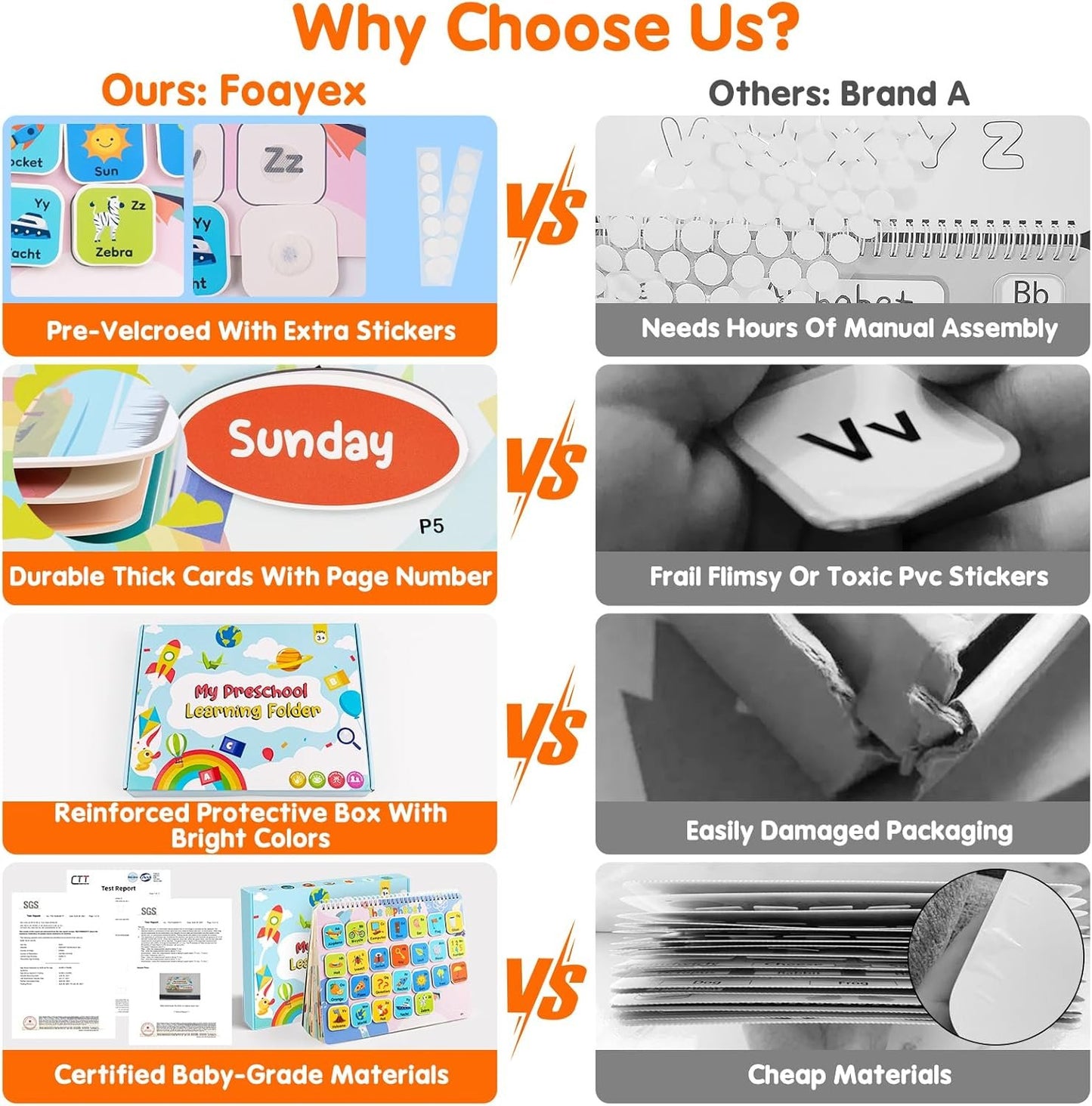 Foayex Montessori Toys for Toddlers Learning - Reusable Preschool Activity Books, Pre-Assembled Sticker Book for Kids 2-4, Educational Toy for Toddler, Birthday Gifts for 2+ 3 4 5 Year Old Girls