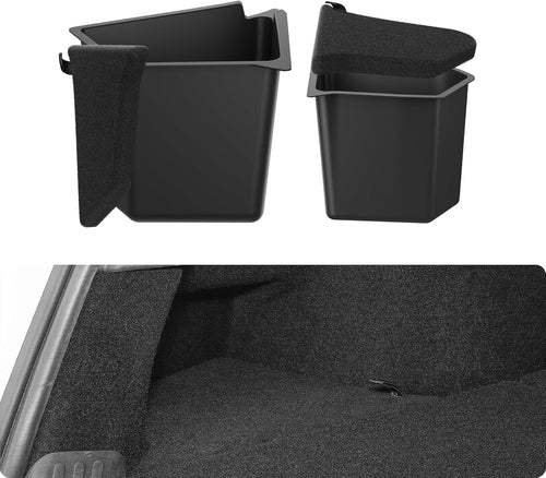 BASENOR 2022-2025 Tesla Model Y Trunk Organizer Waterproof Rear Trunk Storage Bins Side Box with Carpeted Lip Interior Accessories Set of 2 for Model Y 5-Seater