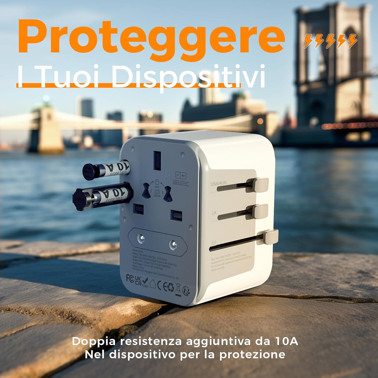TESSAN Universal Travel Adapter, Universal Travel Socket with 3 USB A and 1 USB C, International Plug Adapter for American USA Japanese UK English Australia Mexico Thailand