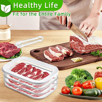 Deli Containers with Lids - Deli Containers for Refrigerator, Storage Box for Fridge - Cheese,Bacon,Meat,Fruit & Veggie Storage Containers, BPA Free Stackable Fridge Organizers with 2 Lids & Clamp