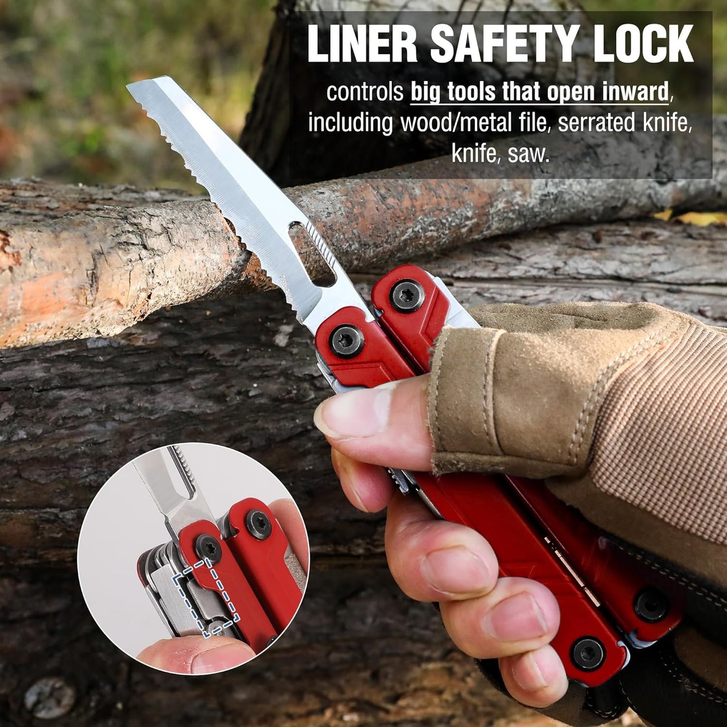 WORKPRO 18-in-1 Multi Tool Pliers, Stainless Steel EDC Multitool with Pocket Knife, 2 Safety Locks, Belt Clip and Oxford Pouch, Multipurpose Utility Multiuse Tool for Camping Outdoor Activities