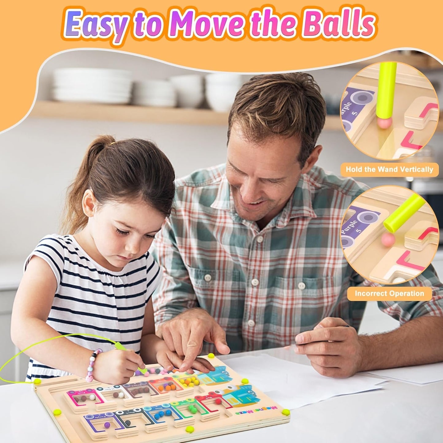 Vindany Magnetic Color and Number Maze Montessori Toys Wooden Magnet Board Puzzles Toddler Activities Learning Counting Matching Games Montessori Toys (Magnetic Color and Number Maze)