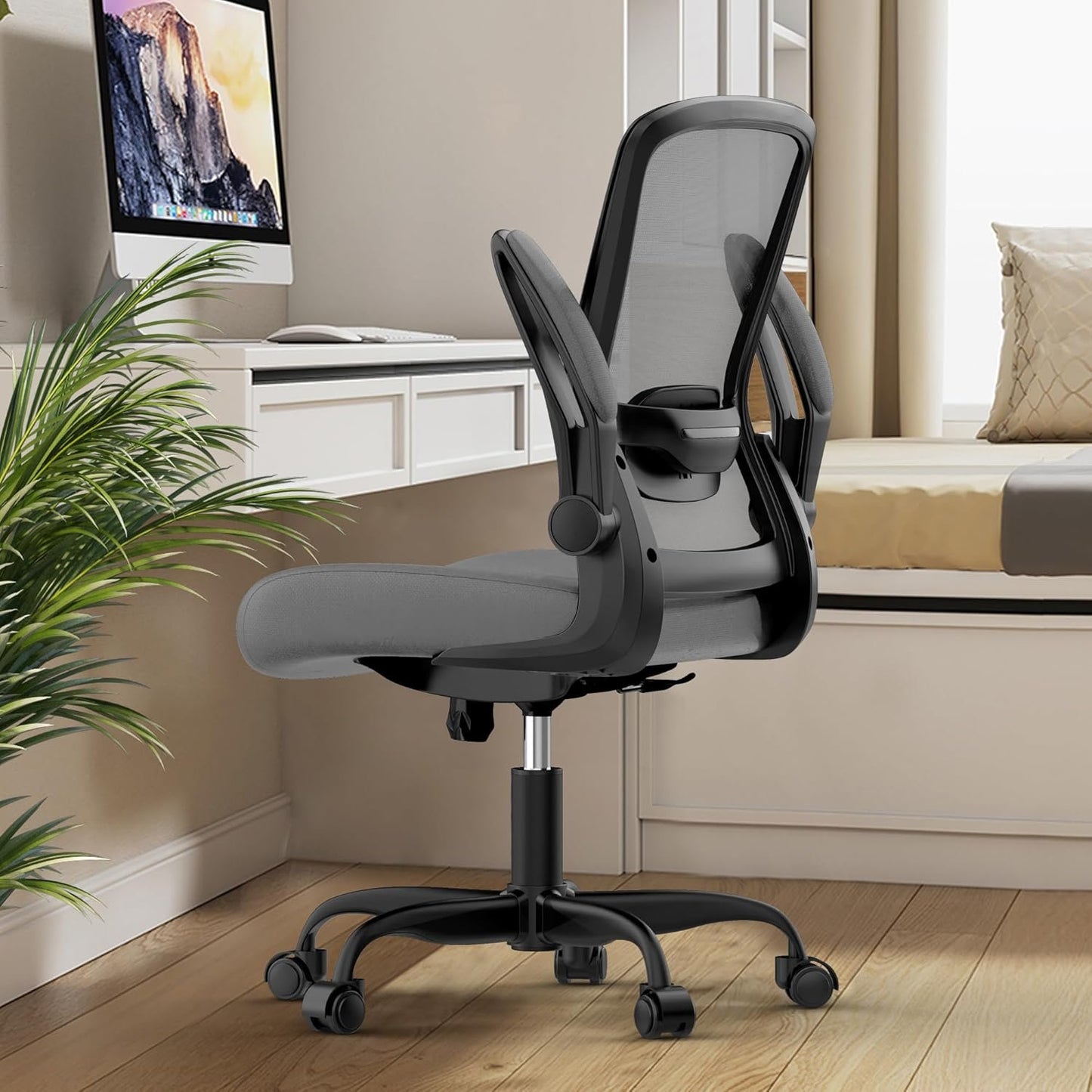 Office Chair, Ergonomic Desk Chair with Adjustable Lumbar Support & Seat Height, High Back Mesh Computer Chair with Flip-up Armrests-BIFMA Passed Task Chairs for Home Office (Modern, Graphite)