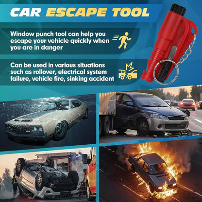 NINEMAX Car Window Breaker Seatbelt Cutter, Pack of 8 Glass Breaker Keychain, 3 in 1 Car Escape Tool Safety Emergency Hammer Window Punch Tool Underwater Rescue