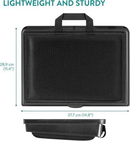 Navaris Adjustable Laptop Desk - Ergonomic Cushioned Lap Tray with 6 Levels - Ideal as Laptop Stand for Bed, Sofa, Lap Desk & Bed Desk - Features Lockable Storage Compartments