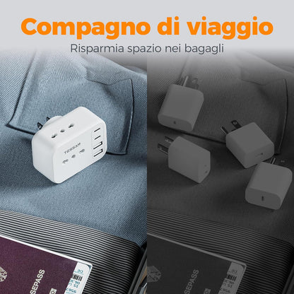 TESSAN American Plug Adapter, US Type B Plug with 2 USB A and 2 USB C