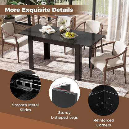 Giantex Extendable Dining Table, Modern Kitchen Table w/Adjustable Tabletop, L-Shaped Legs, Large Industrial Dinner Furniture for Kitchen, Dining Room, 110 KG Load Capacity