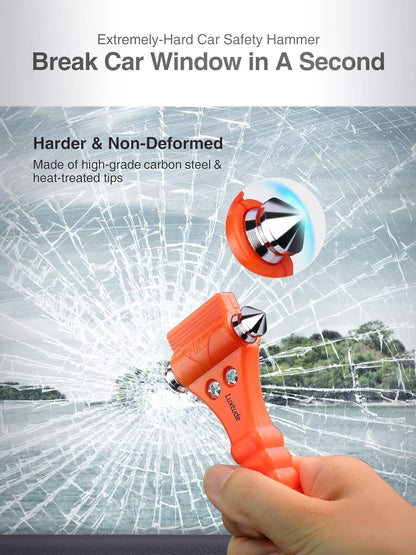 Luxtude Car Window Breaker, Glass Breaker, Window Breaker Seatbelt Cutter, Car Escape Tool, Emergency Glass Hammer, Window Punch Seatbelt Cutter, Life Rescue Tools Kit, 2 Packs