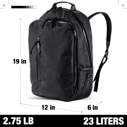DEFY Bucktown Waxed Canvas Backpack | 23 Liter Utility Backpack For Men | Professional Work Bag w/ 17 Inch Laptop Sleeve | Premium Tech Backpack | Water Repellent Travel & Commuter Pack (Black),