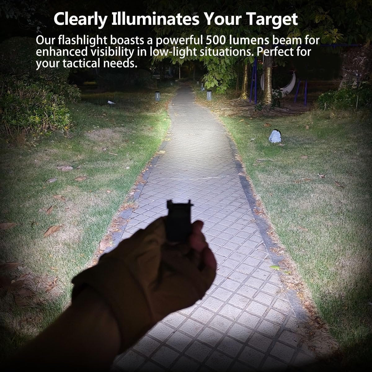 MCCC Compact Tactical Flashlight Aluminum 500 High Lumens, Magnetic Rechargeable, for Pistols, Handguns, Shotguns, Airsoft, Picatinny Rail Mounted