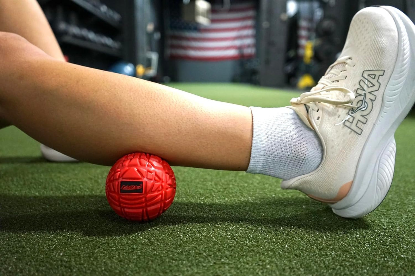 GolgiStim Large Trigger Point Massage Ball - Hard Rubber Therapy Ball for Myofascial Massage - Deep Tissue Massager for Myofascial Release and Pressure Point Recovery (Red (Medium))