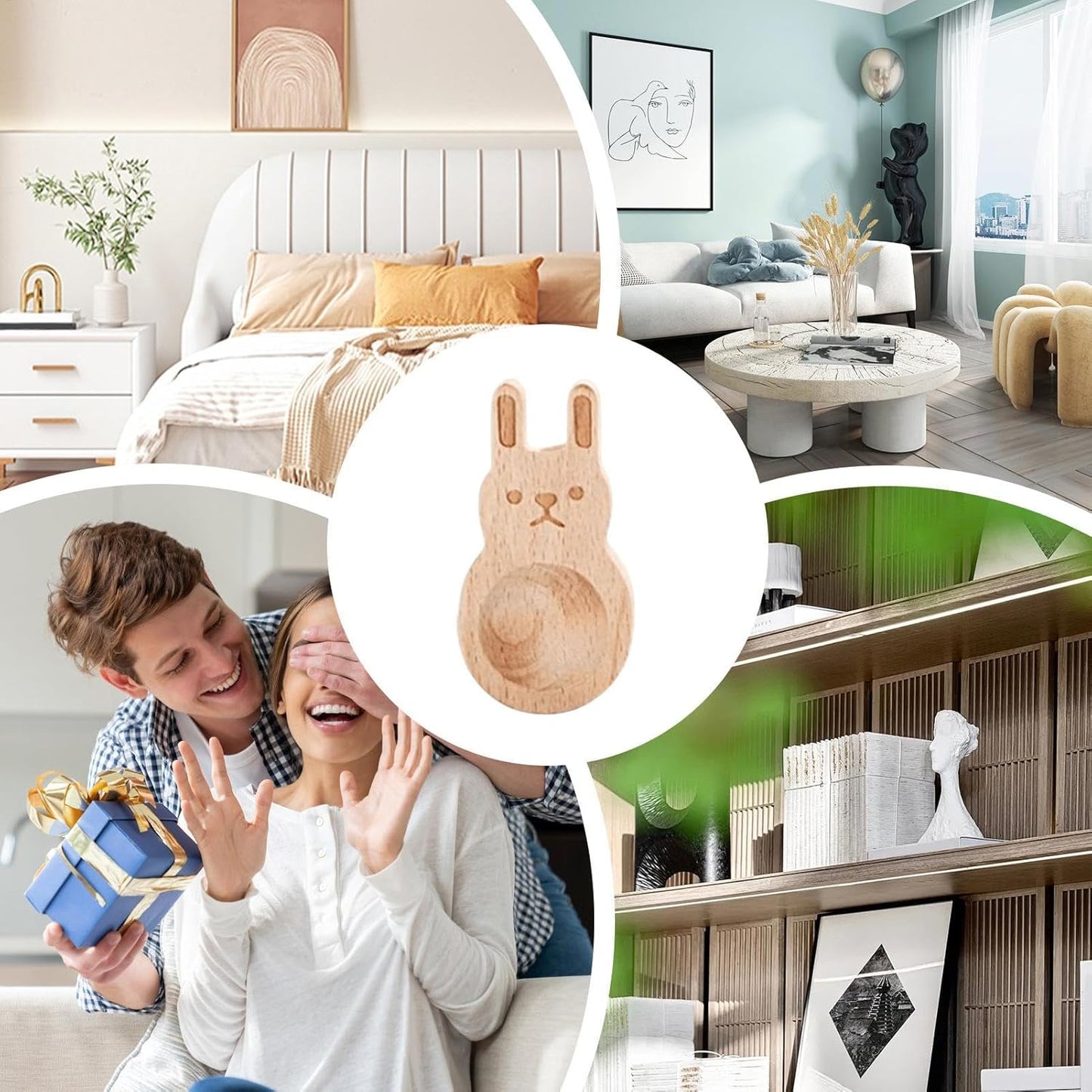 Wood Air Freshener, 4 Pieces Aromatherapy Diffuser, Aromatherapy Diffusers Air Freshener,ES sential Oil Diffuser with Remote Control, Car Passive Diffuser Cylindrical Design Air Freshener