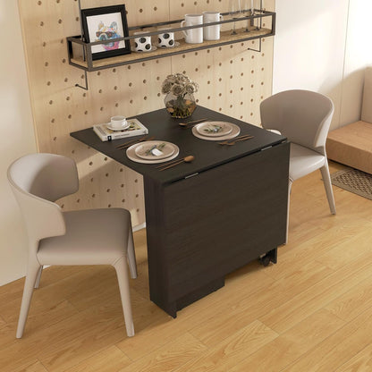 HOMCOM Folding Dining Table, 55" Drop Leaf Table for Small Spaces, Foldable Table with Storage Shelves for Kitchen, Dining Room, Black