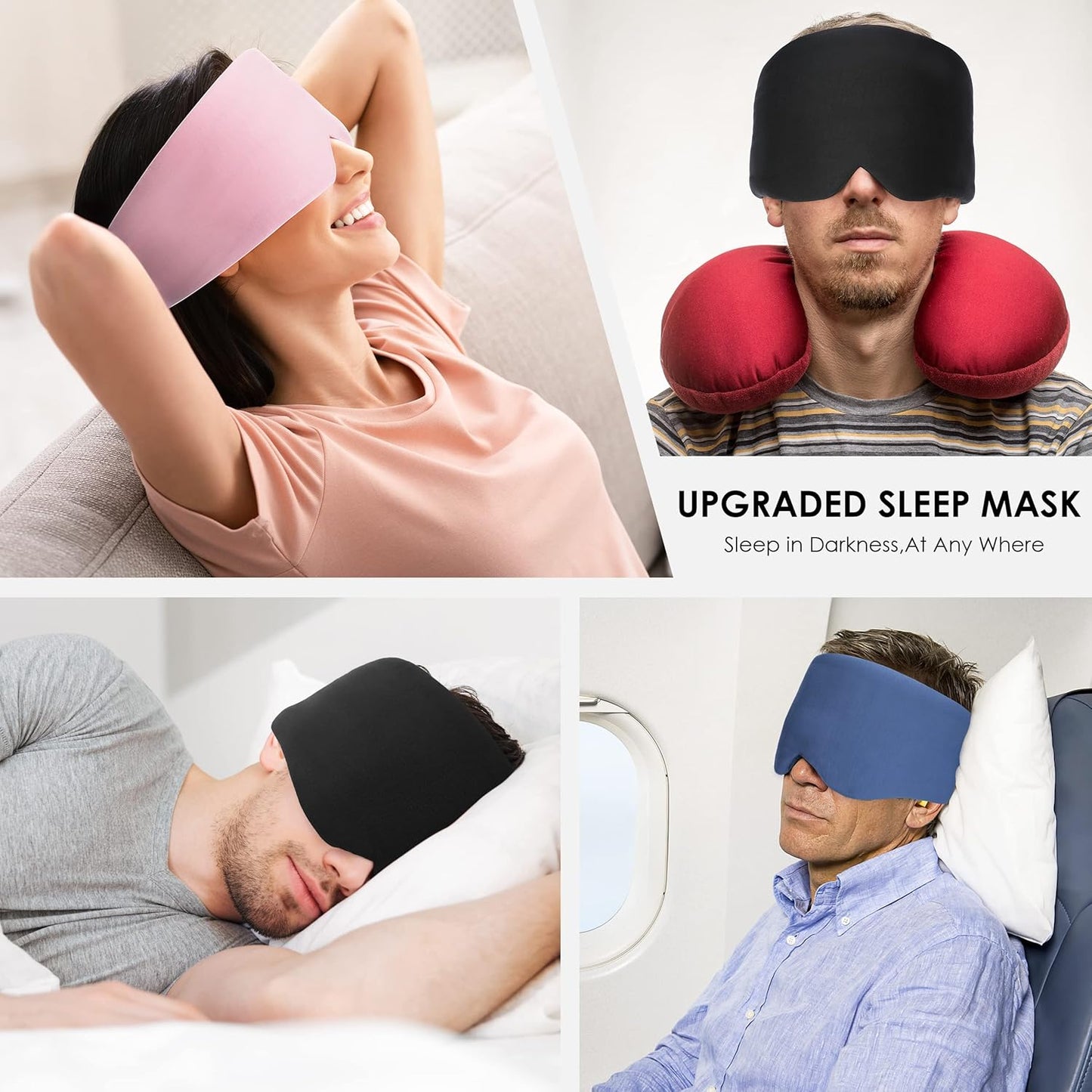 FRESHME Light Blocking Sleep Mask, Handmade Eye Shade Cover, Soft and Breathable Sleep Blindfold for Travel Flight Sleeping, Pink