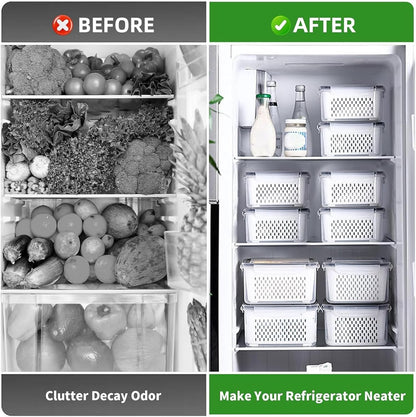 TFMODBFA 3 PCS Fruit Storage Containers for Fridge With Removable Colanders, Food-Grade Freezer-Sealed Fruit Containers for Fridge Keep Fruit Fresh for Long Periods of Time and Dishwasher Safe