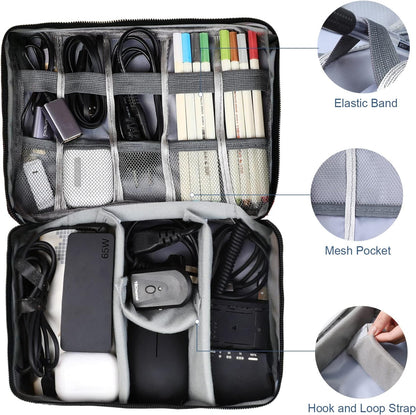 AiQInu Cable Organizer Travel Bag Organizer Cable Organizer Water Resistant Portable Cable Organizer for Charger, USB Stick, Headset, Power Bank, Hard Disk, SD Card