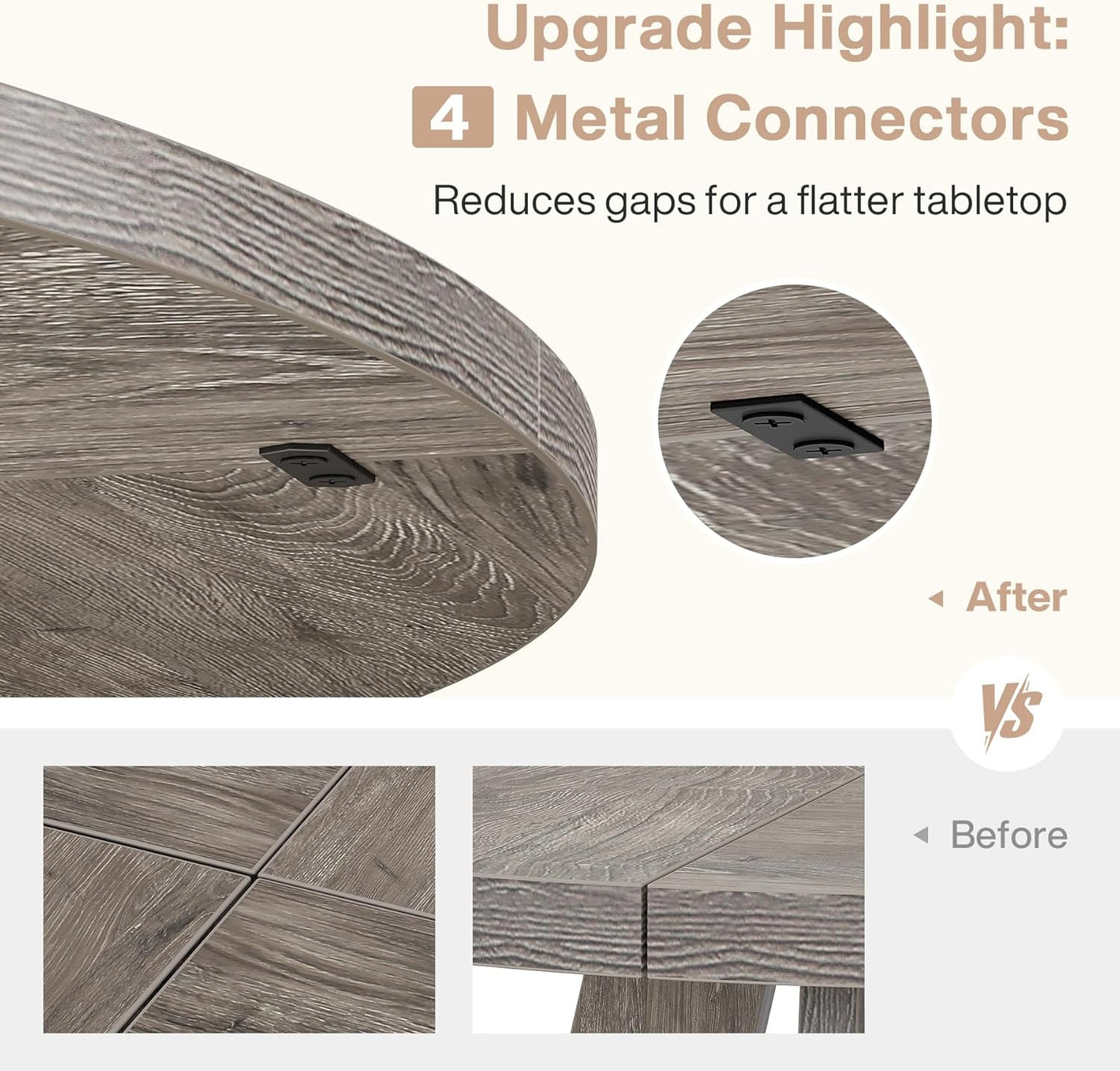 Tribesigns Round Dining Table Wood Kitchen Table for Dining Room, 120 cm Dinning Room Tables for 4 Adult, Farmhouse Dinner Table with Wooden Tabletop and Cross Base, Rustic Grey