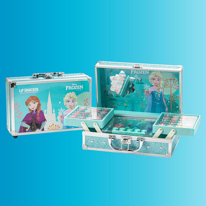 Lip Smacker Frozen Traincase 40+ Pieces Make-up Case for Face, Lips and Nails with Beauty Accessories for Hair and Makeup Included