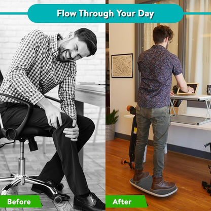 Base Standing Desk Balance Board – Office Wobble Board with Anti-Fatigue Mat Gentle Balance Board Standing Desk mat Balancing Board Rocker Board Accessories Exercise Equipment Improve Posture & Focus